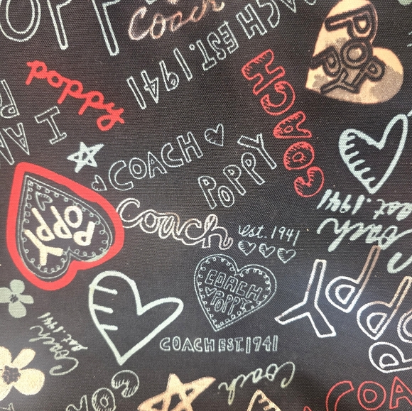 Coach Poppy Grafitti Rare Limited Edition Black/Red/White Large Tote - Picture 15 of 15